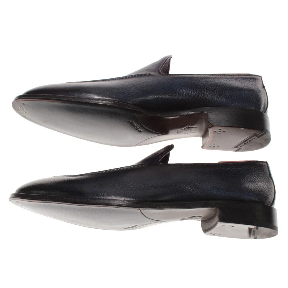 Di Bianco NWB Slip On Loafers Size 11.5 US in Dark Blue Pebbled Leather